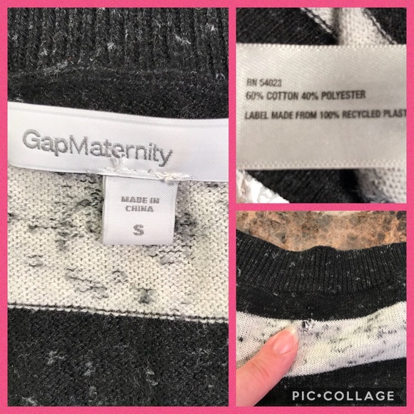 GAP maternity top Small black white stripe sweater - Picture 2 of 10